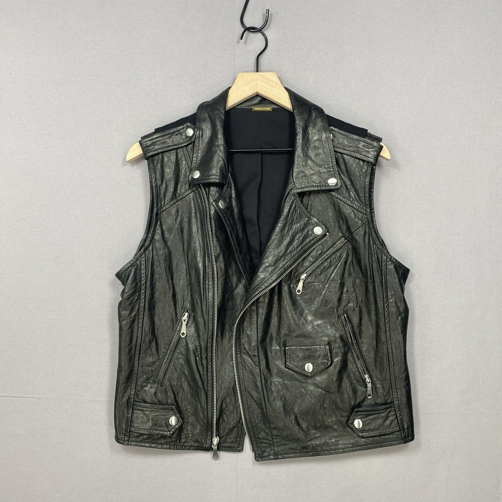 Rebecca Minkoff Vest Large Lambskin Leather Moto Biker Asymmetrical Zipper Black